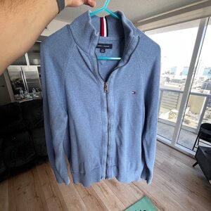 Tommy Hilfiger Men's Light Blue Zip-Up Sweater